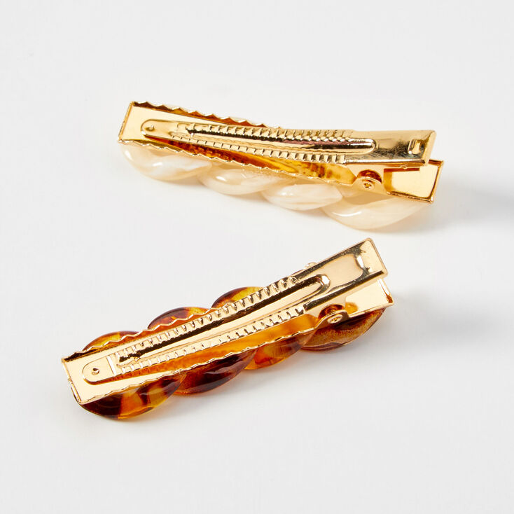 Tortoiseshell Chainlink Hair Clips - 2 Pack,