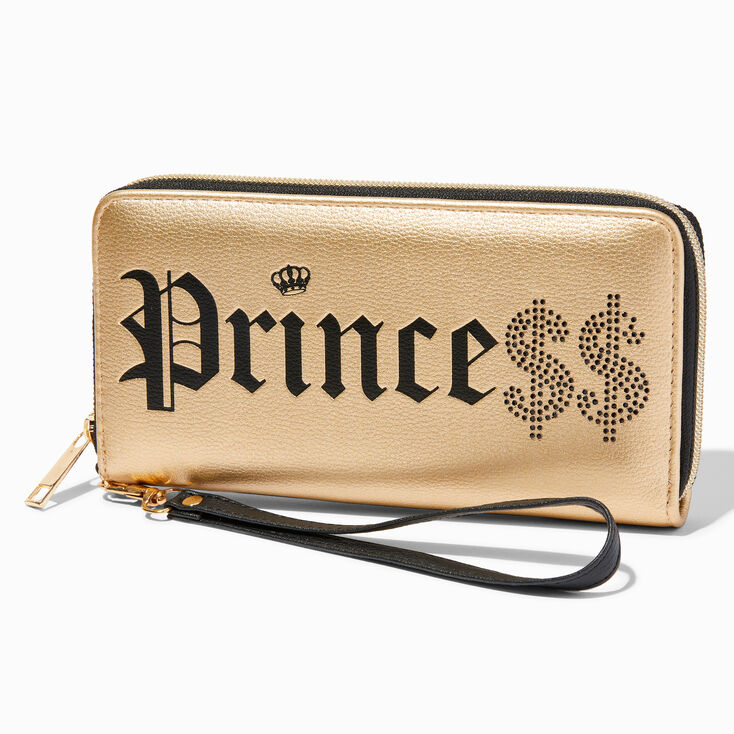Gold Princess Dollar Sign Wristlet,