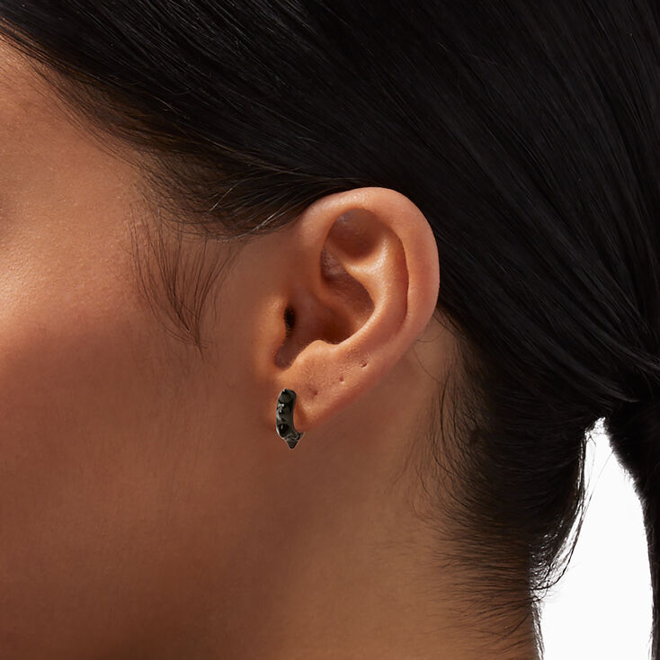 Black 10MM Spike Hoop Earrings,
