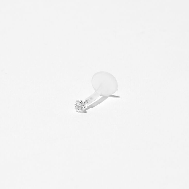 Silver 16G Stone Tragus Stud Earring,