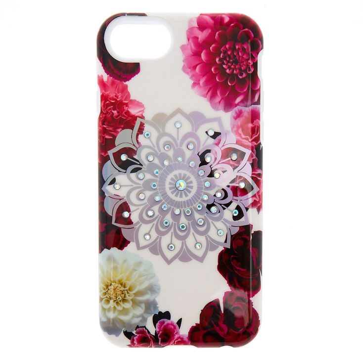 Floral Bling Mandala Protective Phone Case - Fits iPhone 6/7/8 Plus,