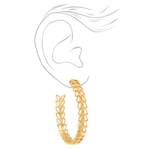 Gold 60MM Leaf Hoop Earrings,