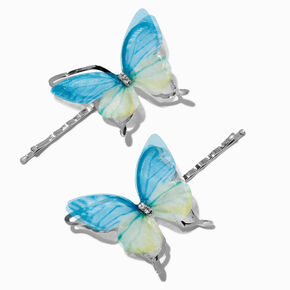 Blue &amp; Green Butterfly Hair Pins - 2 Pack,