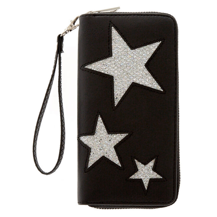Black & Silver Stars Wristlet Wallet,