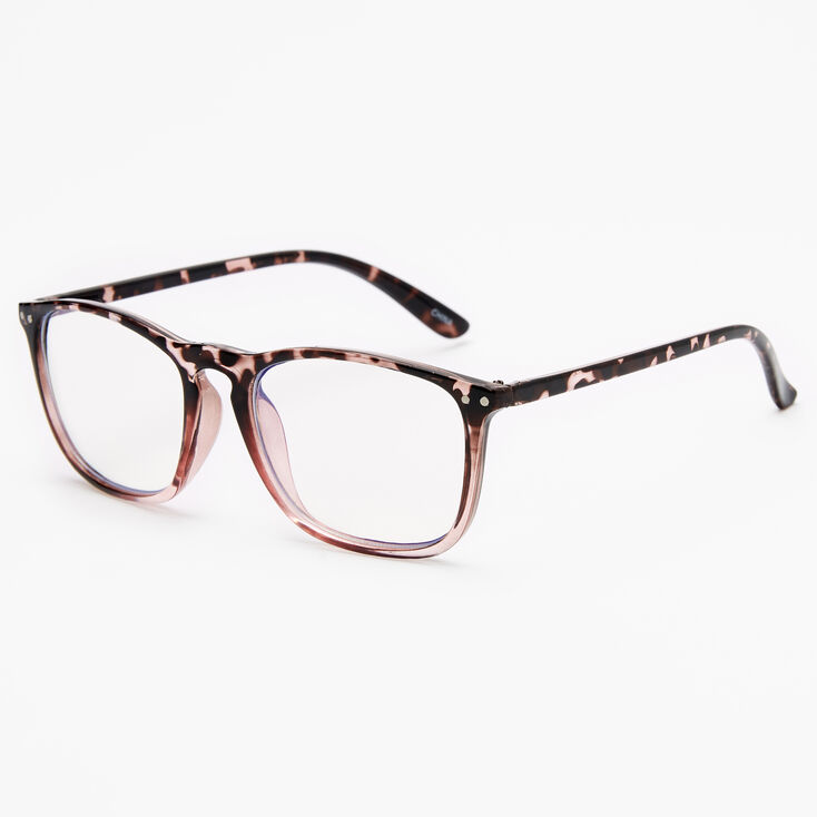 Blush Pink Tortoiseshell Rectangle Clear Lens Frames,