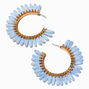 Pale Blue Raffia 30MM Hoop Earrings,