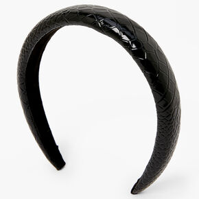 PU Wide Headband - Black Crocodile,