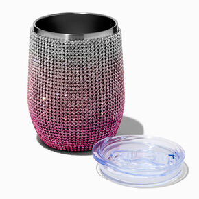 Pink Ombr&eacute; Bling Travel Wine Glass,