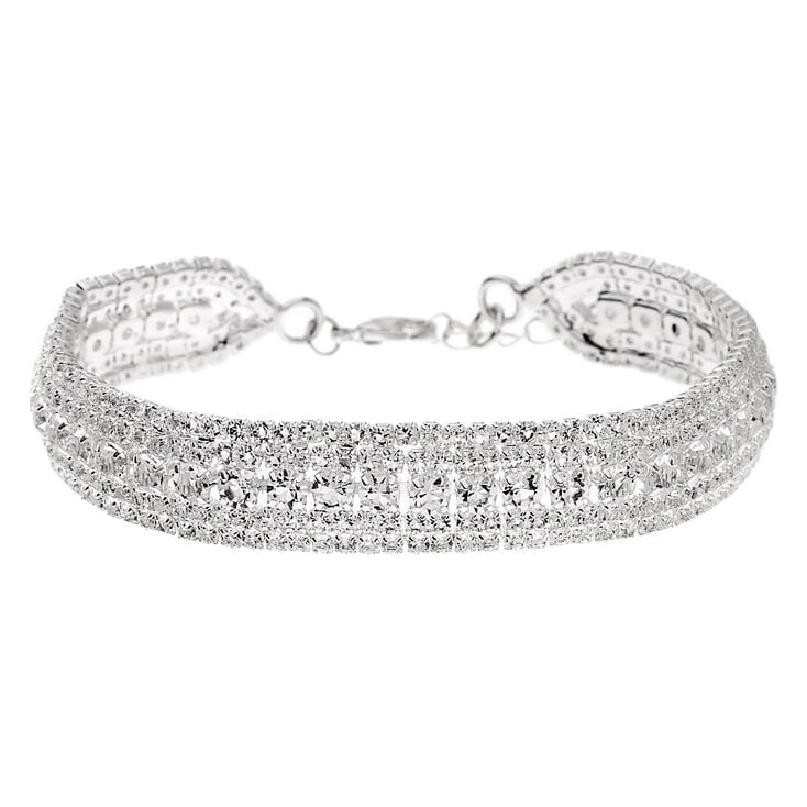 Silver Rhinestone Royal Chain Bracelet,