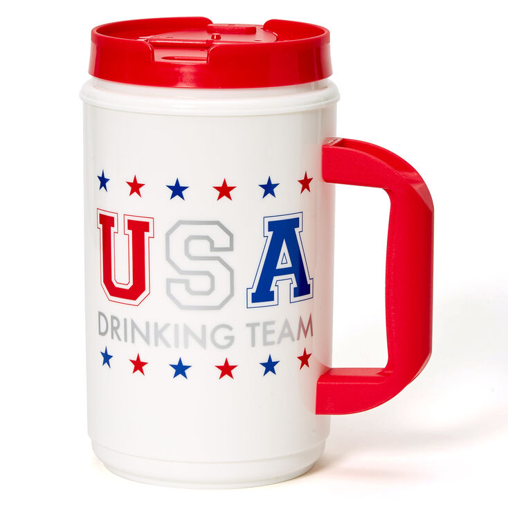 USA Drinking Team American Flag Beverage Jug - White,