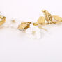 Gold Metallic Flower Crown Tie Headwrap - White,