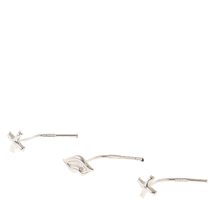 22G Sterling Silver Nose Studs Set of 3,