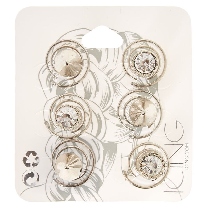 Silver Spiked Crystal Hair Spinners,