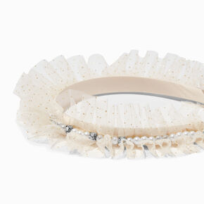 Ivory Glitter Tulle &amp; Pearl Headband,