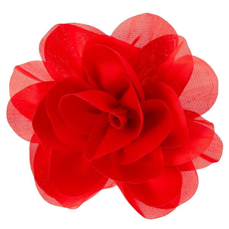 Red Chiffon Flower Hair Clip,