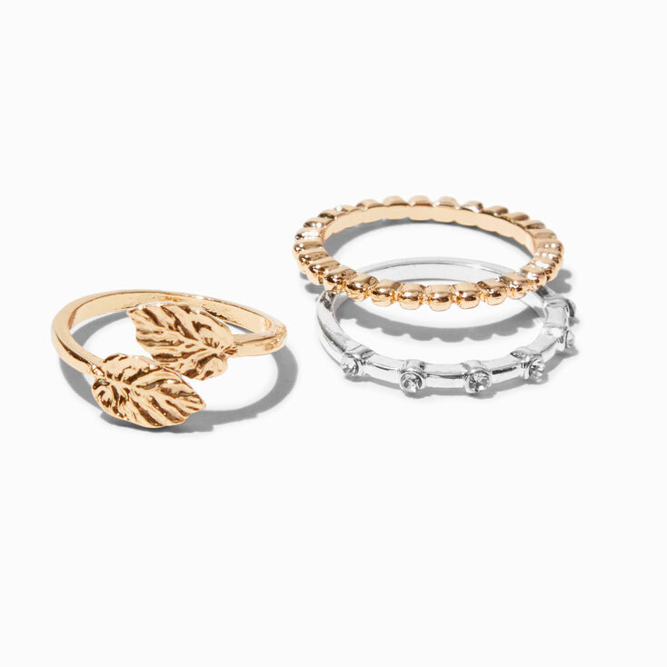 Mixed Metal Tropical Rings Set - 10 Pack,