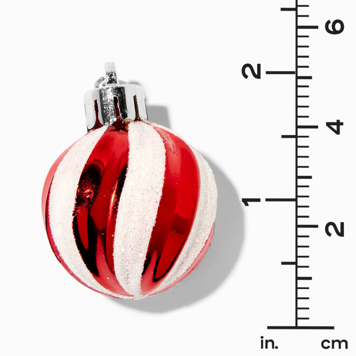 Striped Christmas Ornament 2&#39;&#39; Clip-On Drop Earrings,
