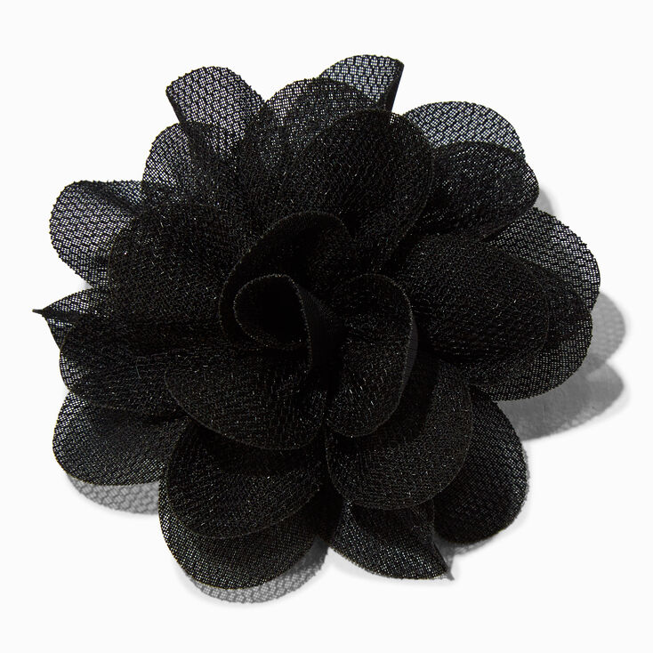 Black Rosette Flower Hair Clip,