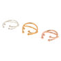 Mixed Metal Criss Cross Ear Cuff - 3 Pack,