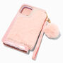 Furry Pink Wristlet Phone Case - Fits iPhone&reg; 13 Pro Max,