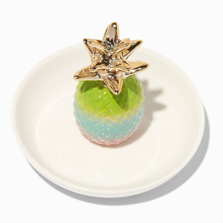 Rainbow Pineapple Ceramic Jewelry Holder,