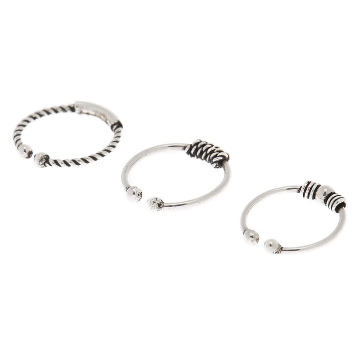 Sterling Silver Bead Faux Nose Ring - 3 Pack,