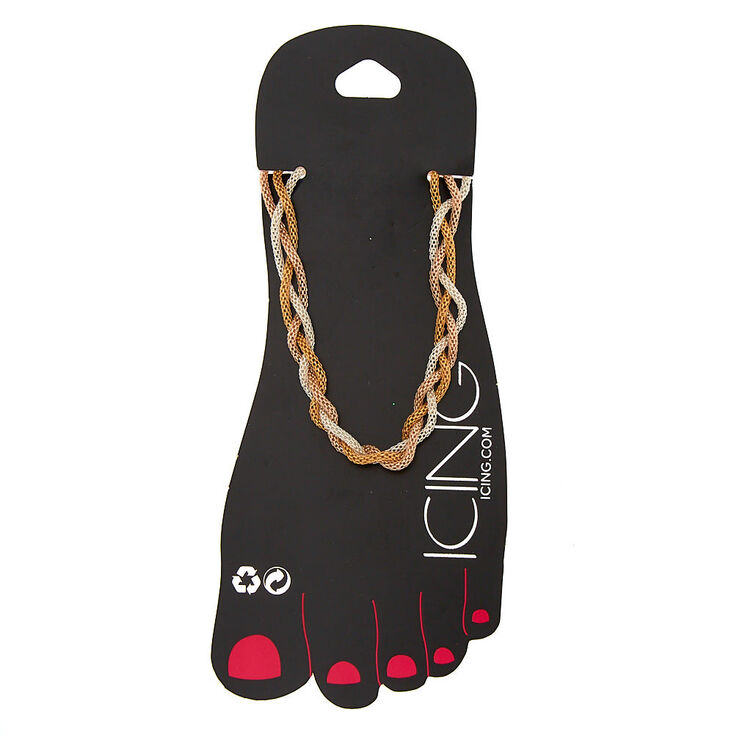 Mixed Metal Braided Anklet,