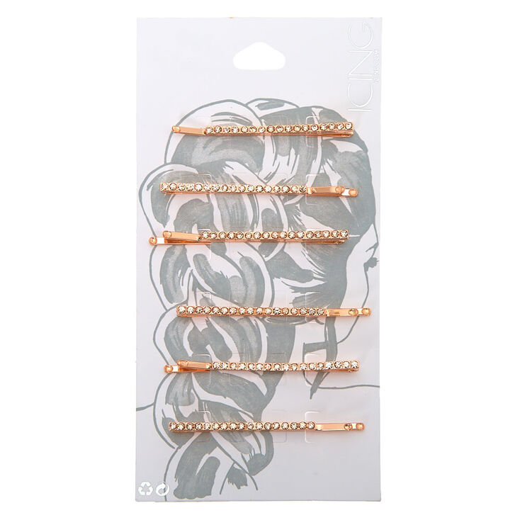 Rose Gold Rhinestone Hair Pins 6 Pack Icing Us
