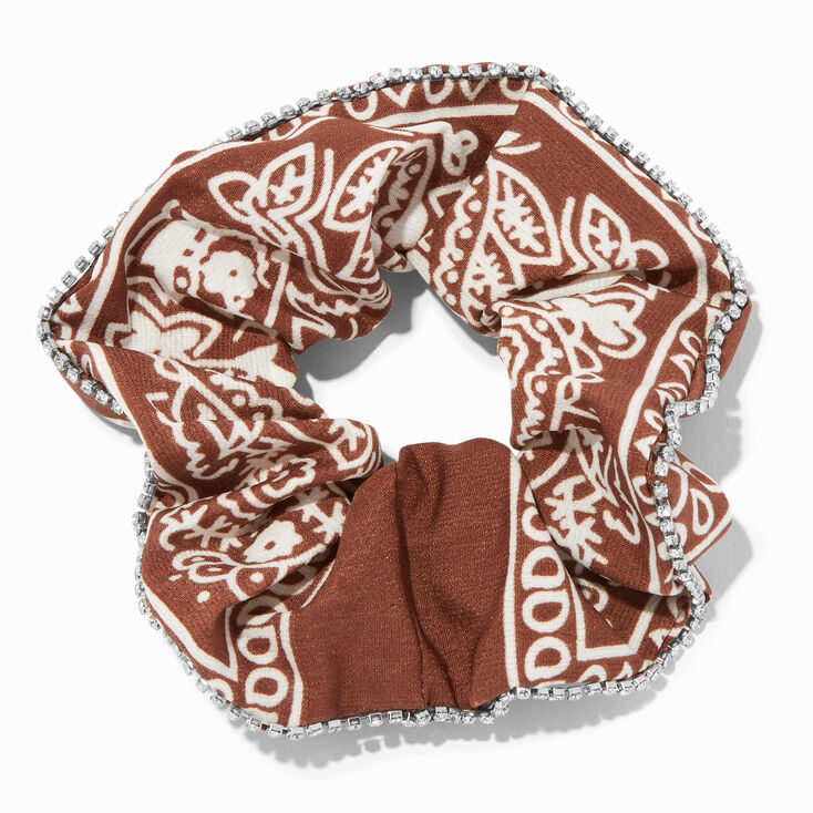 Brown Bling Fringe Hair Scrunchie,