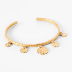 Gold Disc Charms Open Cuff Bracelet,