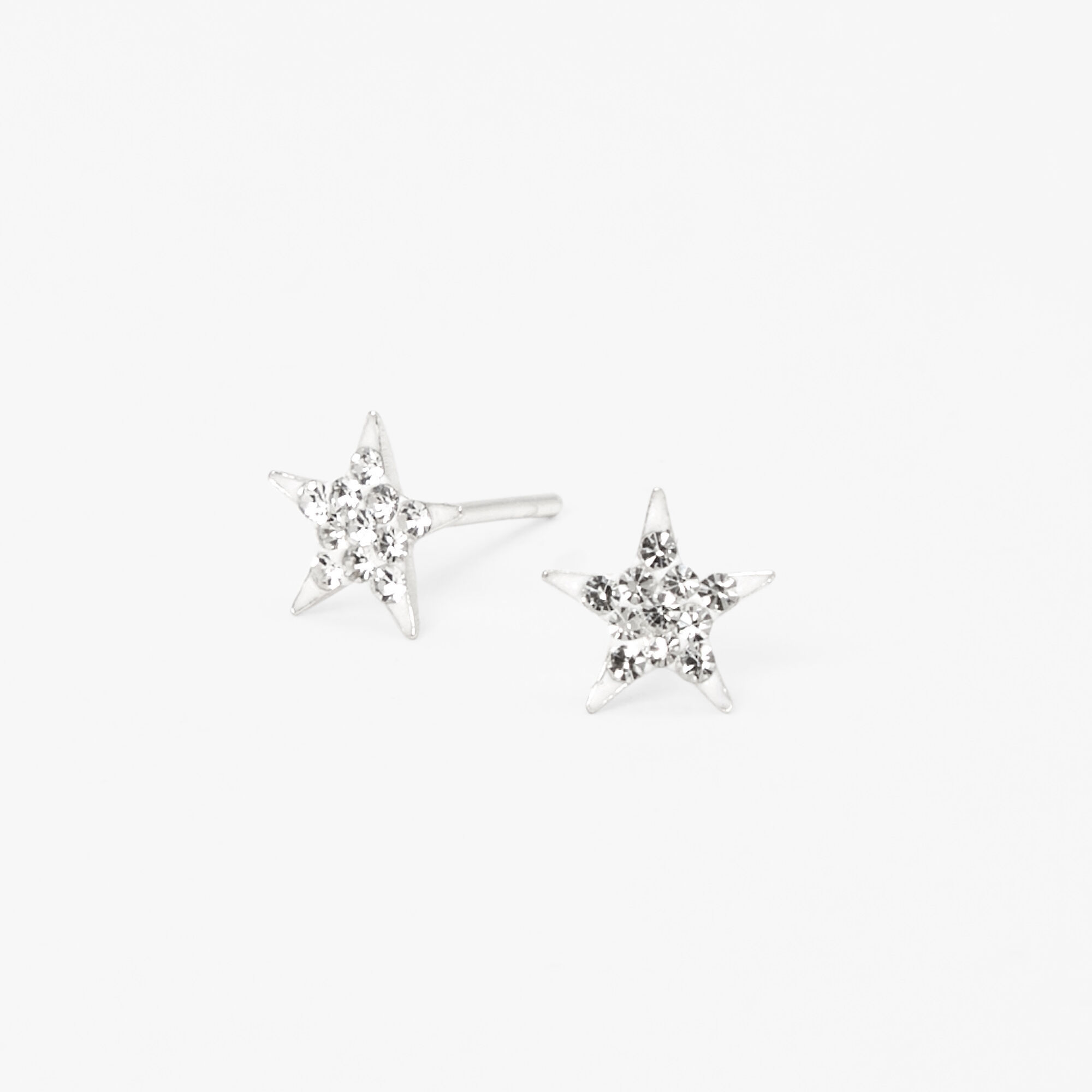 Sterling Silver Crystal Star Stud Earrings Icing US