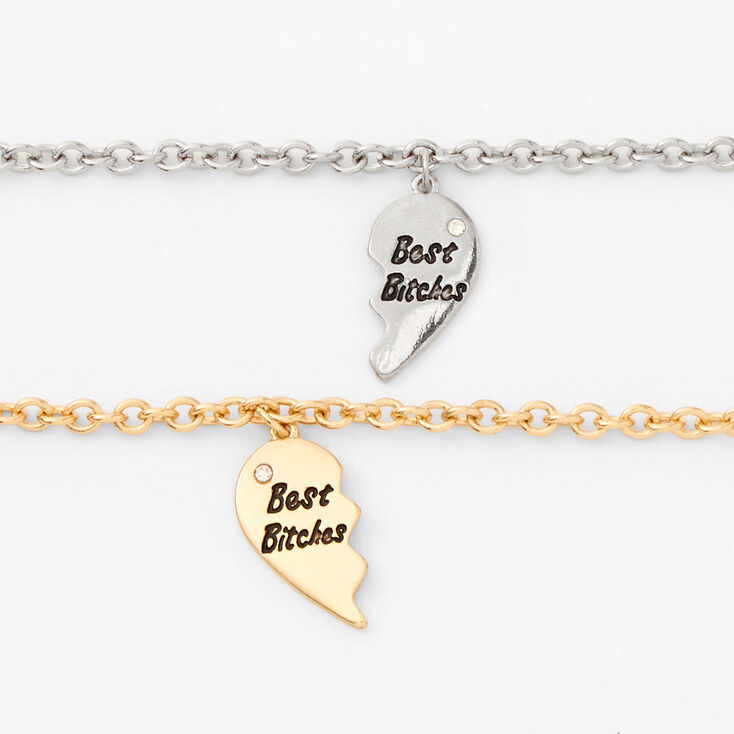 Gold &amp; Silver Heart Friendship Bracelets - 2 Pack,