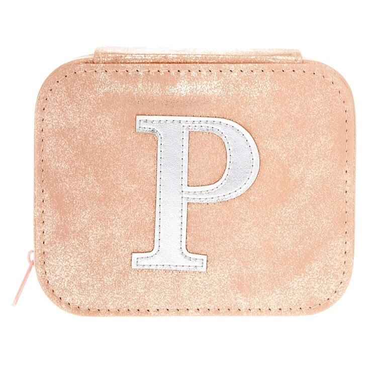 Blush Pink "P" Initial Jewelry Case,