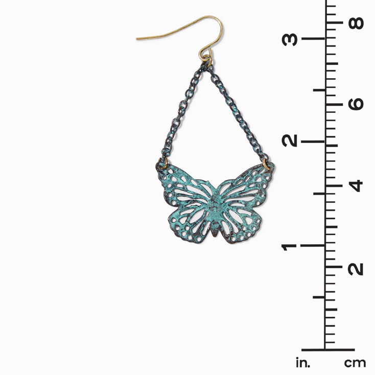 Patina Filigree Butterfly 2&quot; Drop Earrings ,