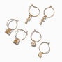 Gold-tone Classic Charm Hoop Earrings - 3 Pack ,