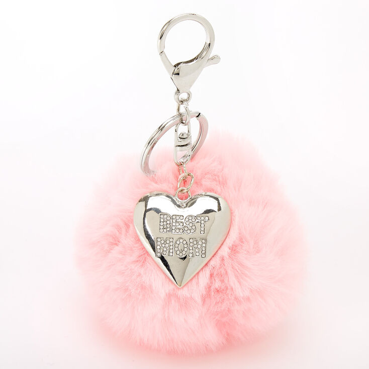 Best Mom Pom Keychain - Pink,