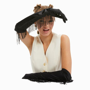 Black Fringe Long Gloves,