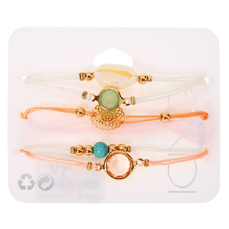 Pastel Cowrie Shell Adjustable Bracelets - 5 Pack,