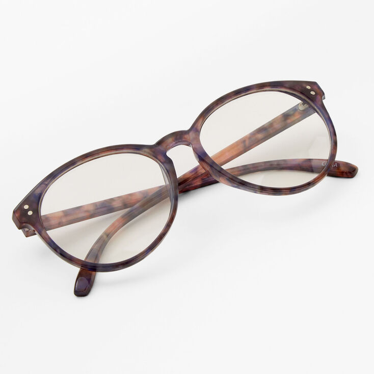 Solar Blue Light Reducing Brown Tortoiseshell Round Clear Lens Frames,