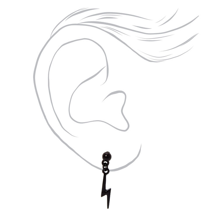 Mixed Metal Dangly Lightning Bolt Stud Earrings - 3 Pack,