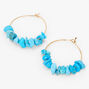 Turquoise Stone 25MM Gold Hoop Earrings,