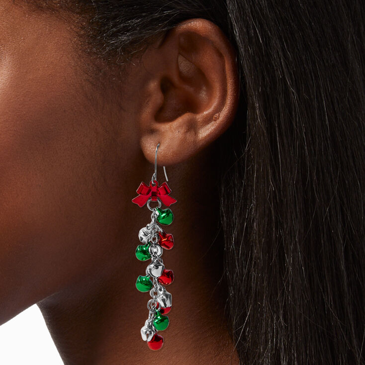 Jingle Bells 2.5&quot; Linear Drop Earrings,