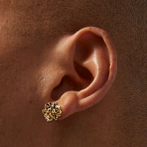 Gold-tone Dimensional Rose Stud Earrings,