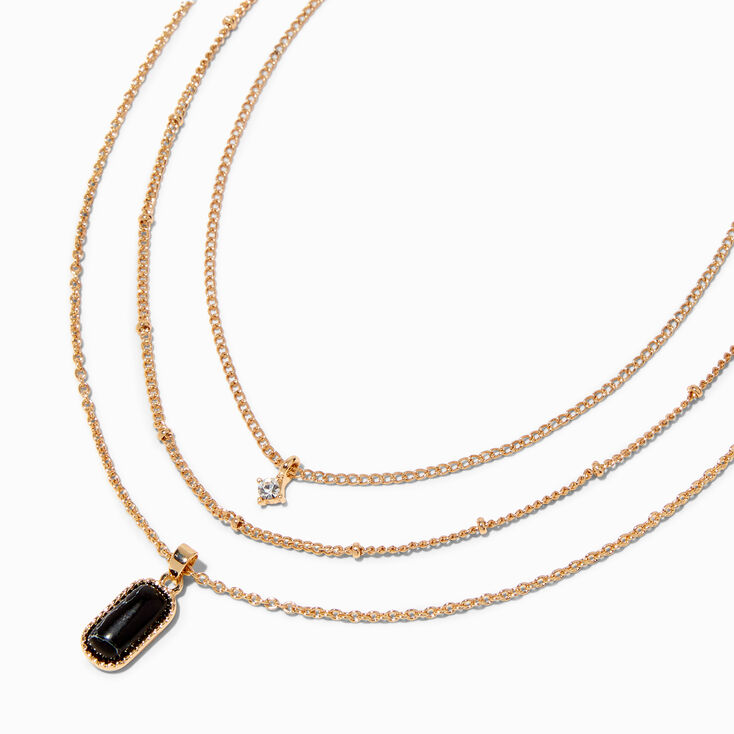 Gold &amp; Black Medallion Necklaces - 3 Pack,