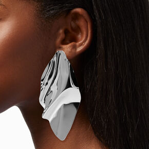 Sculpted Silver-tone 3.5&quot; Statement Earrings,
