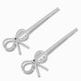 Silver-tone Pearl Rhinestone Bow Hair Pins - 2 Pack,