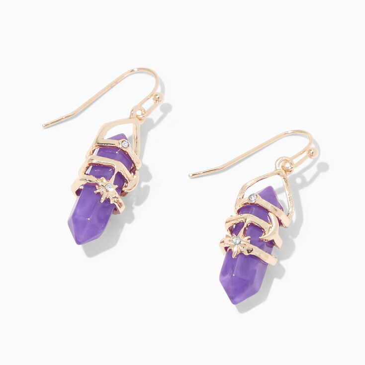 Purple 1&quot; Mystical Gem Drop Earrings,