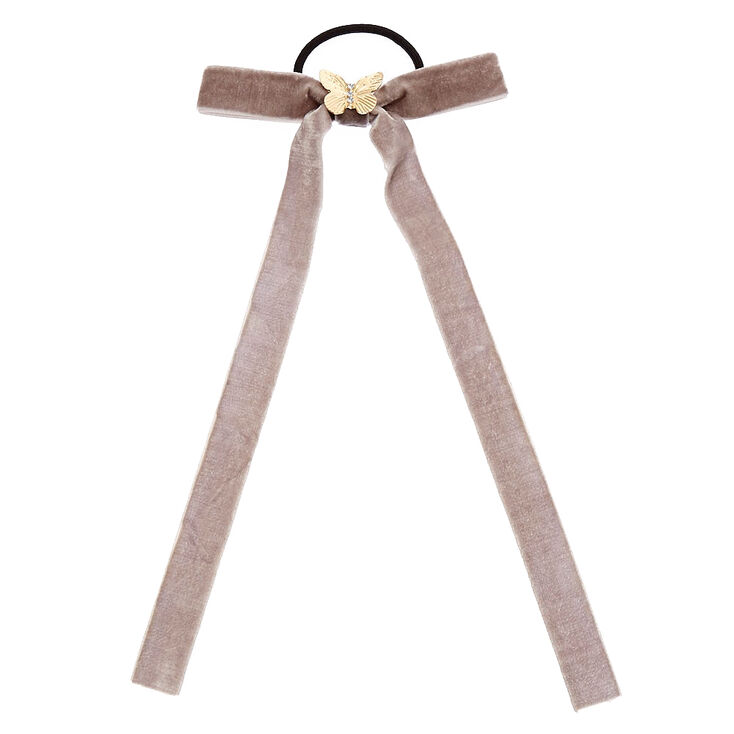 Gray Velvet Bow Hair Tie,