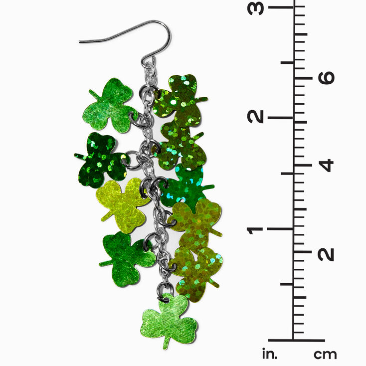  St. Patrick&#39;s Day Foil Shamrocks 2.5&quot; Drop Earrings,
