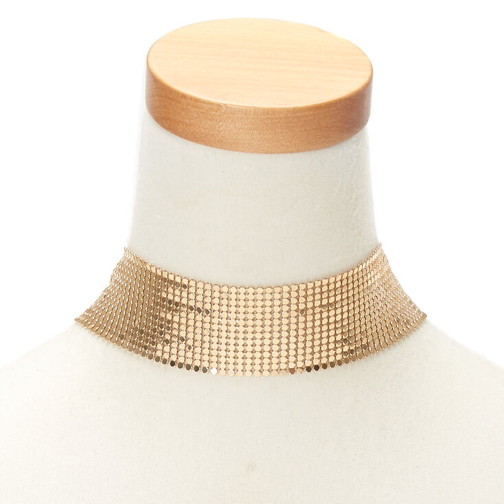 Gold Disco Mesh Choker Necklace,